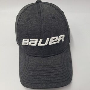 Bauer Hat Fitted (Seems L-XL) New Era 39Thirty Gray White Logo Hockey Casual Men